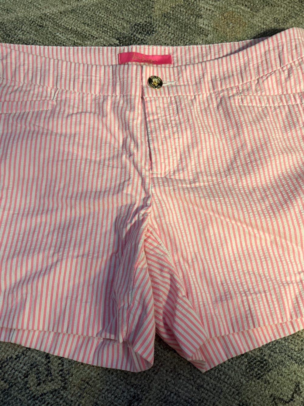 Lilly Pulitzer Pink and White Striped Seersucker Shorts